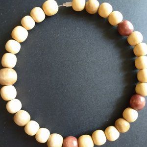Tribal Necklace Beaded Tan and Brown Hand crafted